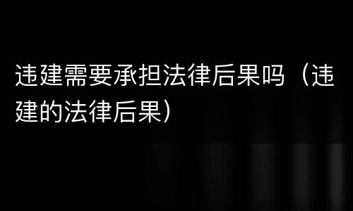 违建需要承担法律后果吗（违建的法律后果）