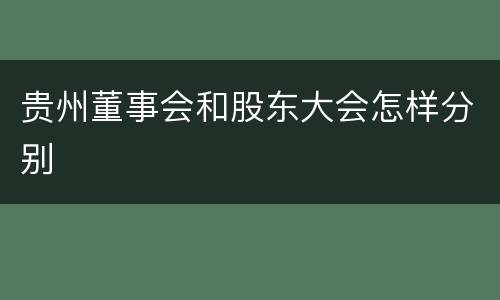 贵州董事会和股东大会怎样分别