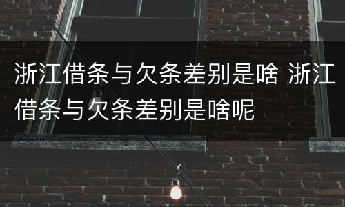 浙江借条与欠条差别是啥 浙江借条与欠条差别是啥呢
