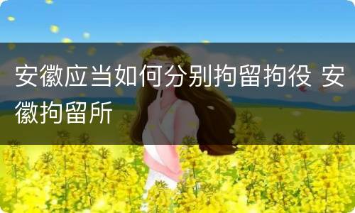 安徽应当如何分别拘留拘役 安徽拘留所