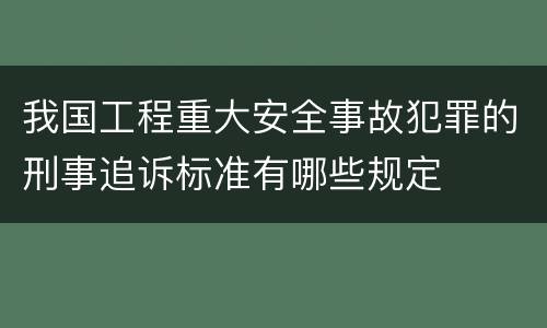 我国工程重大安全事故犯罪的刑事追诉标准有哪些规定