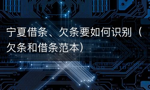 宁夏借条、欠条要如何识别（欠条和借条范本）