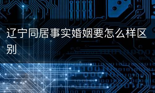 辽宁同居事实婚姻要怎么样区别