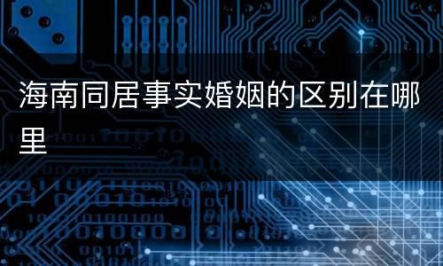 海南同居事实婚姻的区别在哪里