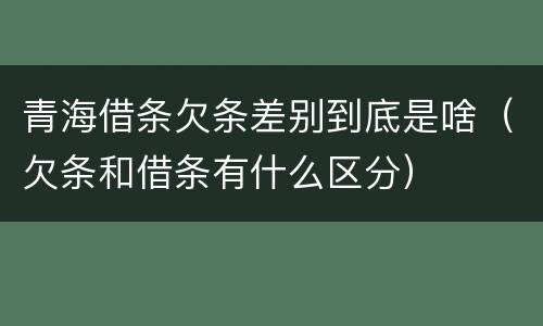 青海借条欠条差别到底是啥（欠条和借条有什么区分）