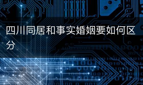 四川同居和事实婚姻要如何区分