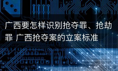 广西要怎样识别抢夺罪、抢劫罪 广西抢夺案的立案标准