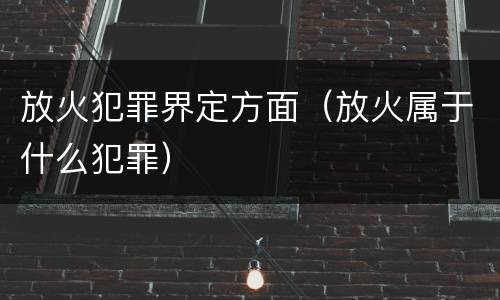 放火犯罪界定方面（放火属于什么犯罪）