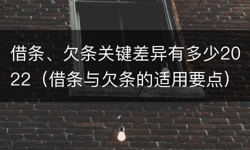 借条、欠条关键差异有多少2022（借条与欠条的适用要点）