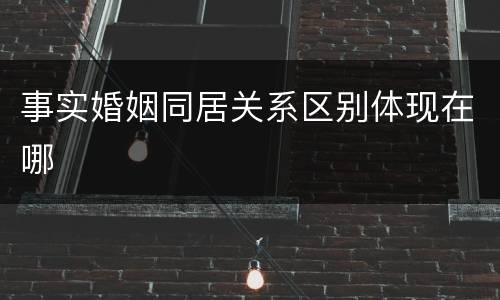 事实婚姻同居关系区别体现在哪