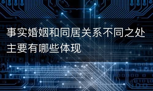 事实婚姻和同居关系不同之处主要有哪些体现
