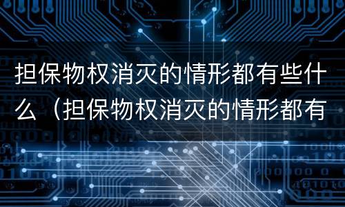 担保物权消灭的情形都有些什么（担保物权消灭的情形都有些什么内容）