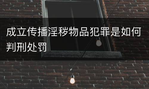 成立传播淫秽物品犯罪是如何判刑处罚