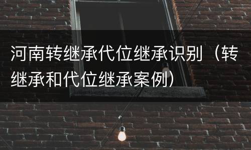 河南转继承代位继承识别（转继承和代位继承案例）