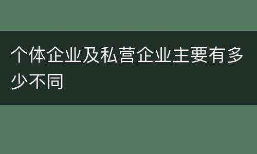 个体企业及私营企业主要有多少不同