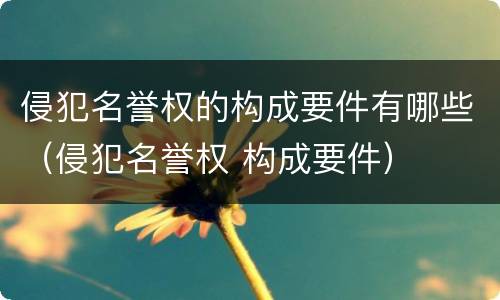 侵犯名誉权的构成要件有哪些（侵犯名誉权 构成要件）