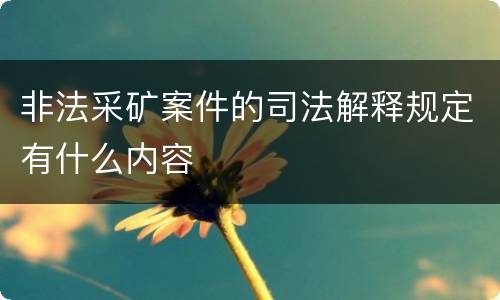 非法采矿案件的司法解释规定有什么内容