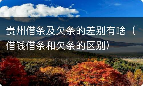 贵州借条及欠条的差别有啥（借钱借条和欠条的区别）