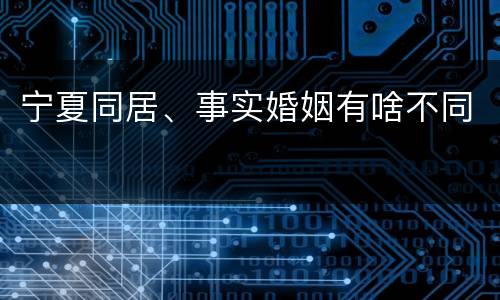 宁夏同居、事实婚姻有啥不同