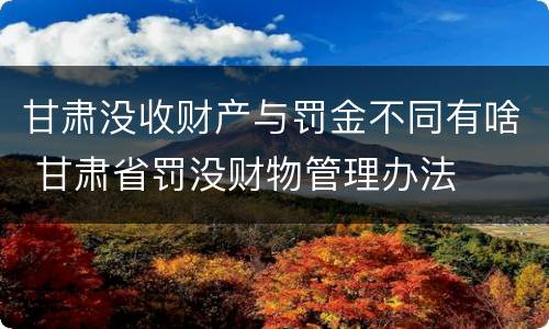 甘肃没收财产与罚金不同有啥 甘肃省罚没财物管理办法