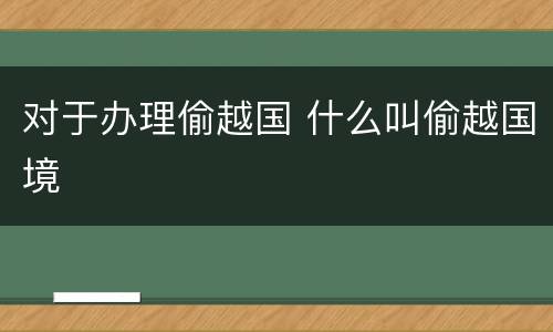 对于办理偷越国 什么叫偷越国境