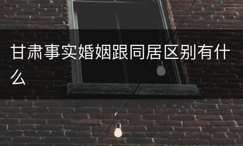 甘肃事实婚姻跟同居区别有什么