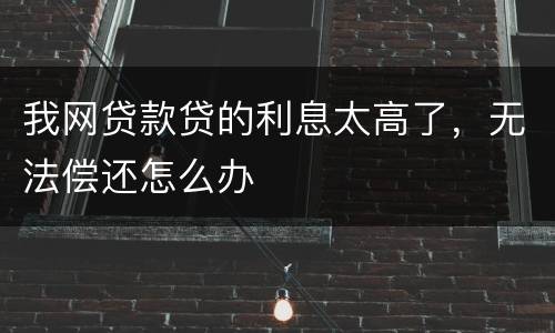 我网贷款贷的利息太高了，无法偿还怎么办