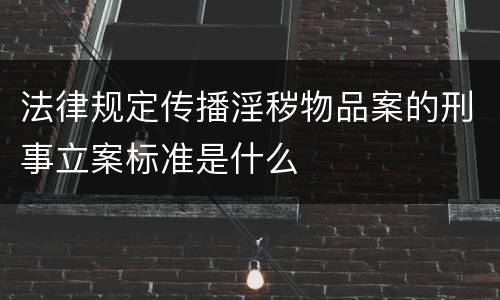 法律规定传播淫秽物品案的刑事立案标准是什么