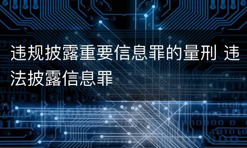 违规披露重要信息罪的量刑 违法披露信息罪