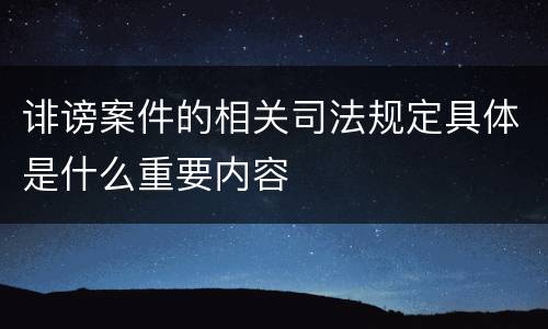 诽谤案件的相关司法规定具体是什么重要内容