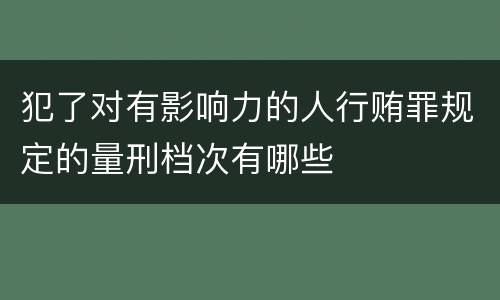 犯了对有影响力的人行贿罪规定的量刑档次有哪些