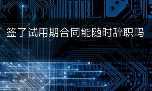 签了试用期合同能随时辞职吗