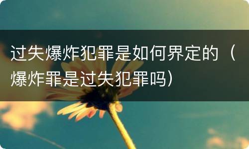 过失爆炸犯罪是如何界定的（爆炸罪是过失犯罪吗）