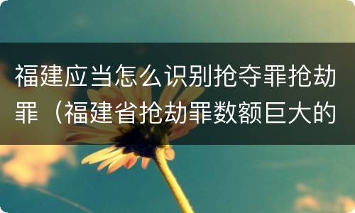 福建应当怎么识别抢夺罪抢劫罪（福建省抢劫罪数额巨大的标准）