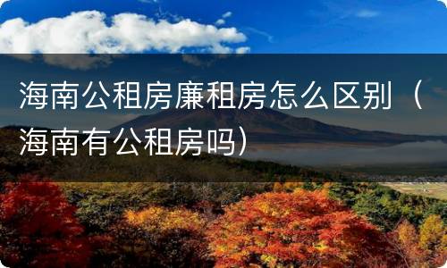 海南公租房廉租房怎么区别（海南有公租房吗）