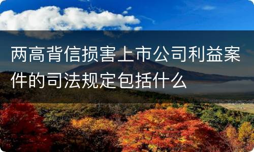 两高背信损害上市公司利益案件的司法规定包括什么
