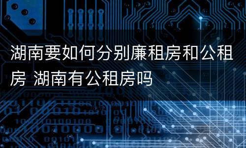 湖南要如何分别廉租房和公租房 湖南有公租房吗