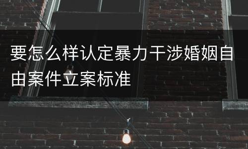 要怎么样认定暴力干涉婚姻自由案件立案标准