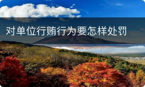 对单位行贿行为要怎样处罚