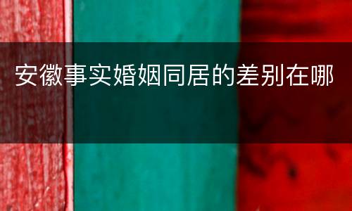 安徽事实婚姻同居的差别在哪
