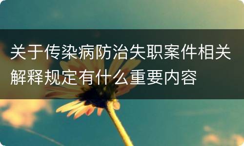 关于传染病防治失职案件相关解释规定有什么重要内容