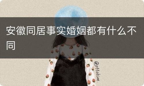安徽同居事实婚姻都有什么不同