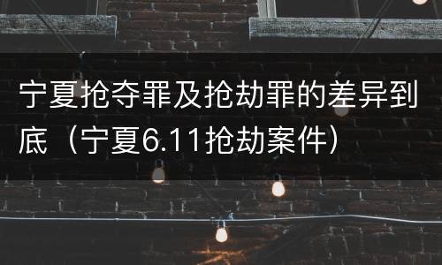 宁夏抢夺罪及抢劫罪的差异到底（宁夏6.11抢劫案件）
