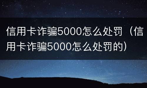 信用卡诈骗5000怎么处罚（信用卡诈骗5000怎么处罚的）