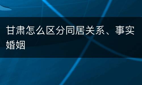 甘肃怎么区分同居关系、事实婚姻