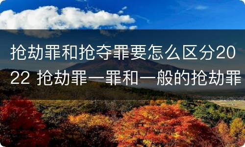 抢劫罪和抢夺罪要怎么区分2022 抢劫罪一罪和一般的抢劫罪