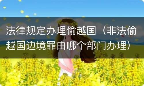 法律规定办理偷越国（非法偷越国边境罪由哪个部门办理）