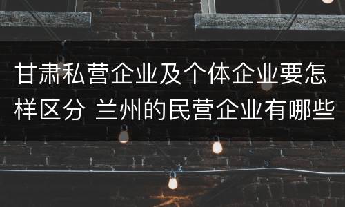甘肃私营企业及个体企业要怎样区分 兰州的民营企业有哪些