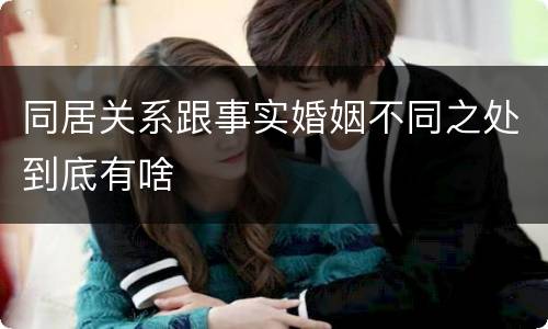 同居关系跟事实婚姻不同之处到底有啥