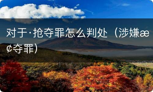 对于·抢夺罪怎么判处（涉嫌抢夺罪）